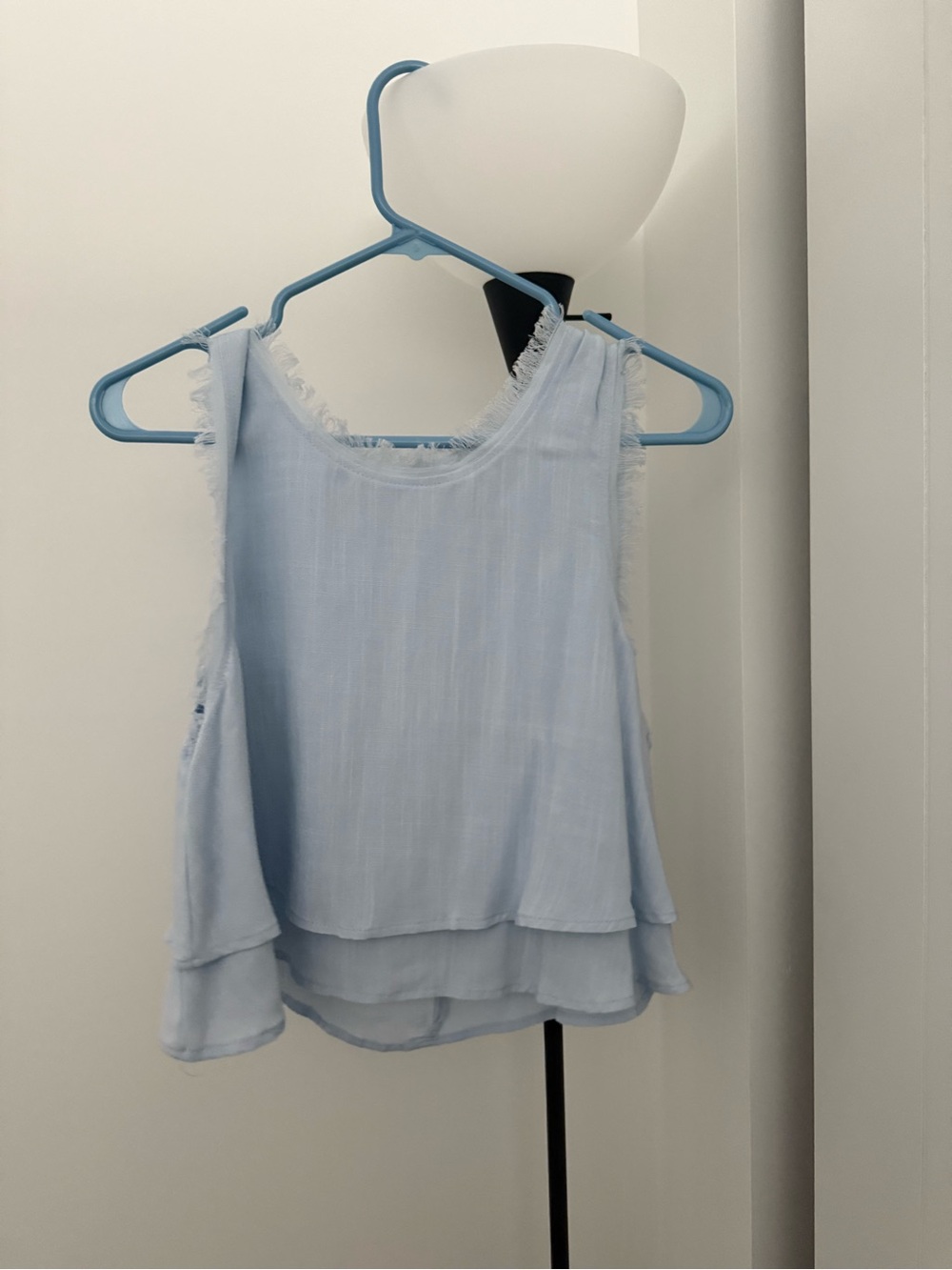 Light Blue Sleeveless Layered Tank Top